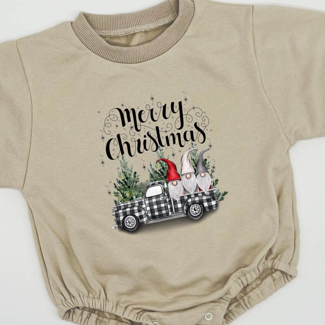 Christmas Sweatshirt Romper for babies and Toddler, oversized bubble sweater