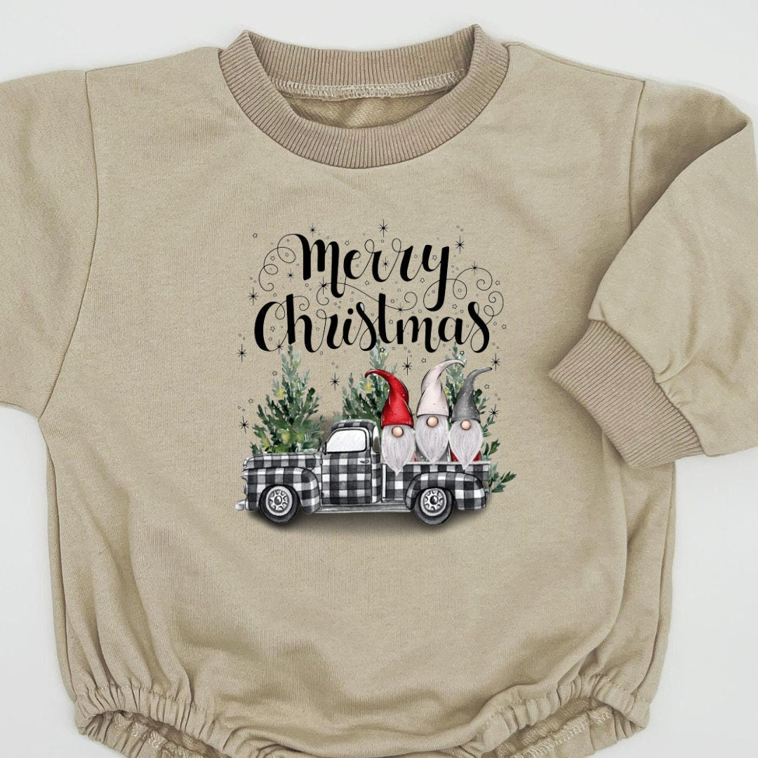 Christmas Sweatshirt Romper for babies and Toddler, oversized bubble sweater