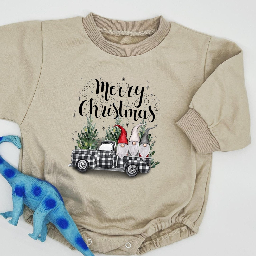 Christmas Sweatshirt Romper for babies and Toddler, oversized bubble sweater