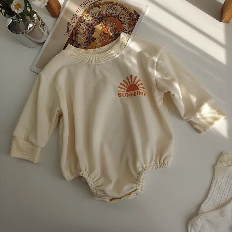 Here Comes The Sun Sweatshirt Romper oversized baby and toddler