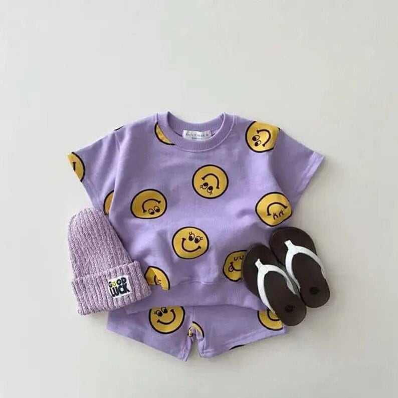 Smiley Face Summer Toddler Shirt and Short Set