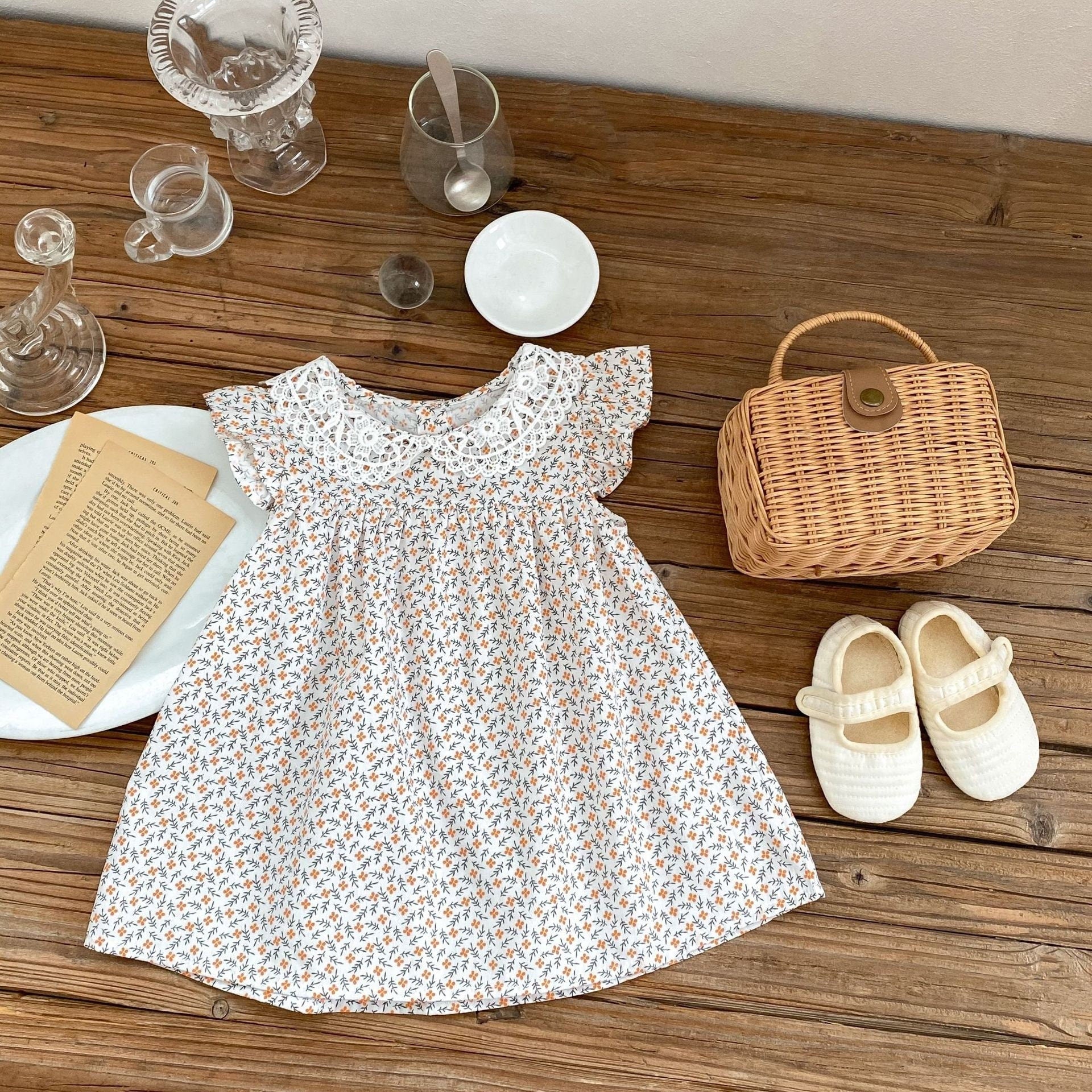 Baby girl floral cute sleeveless lace dress