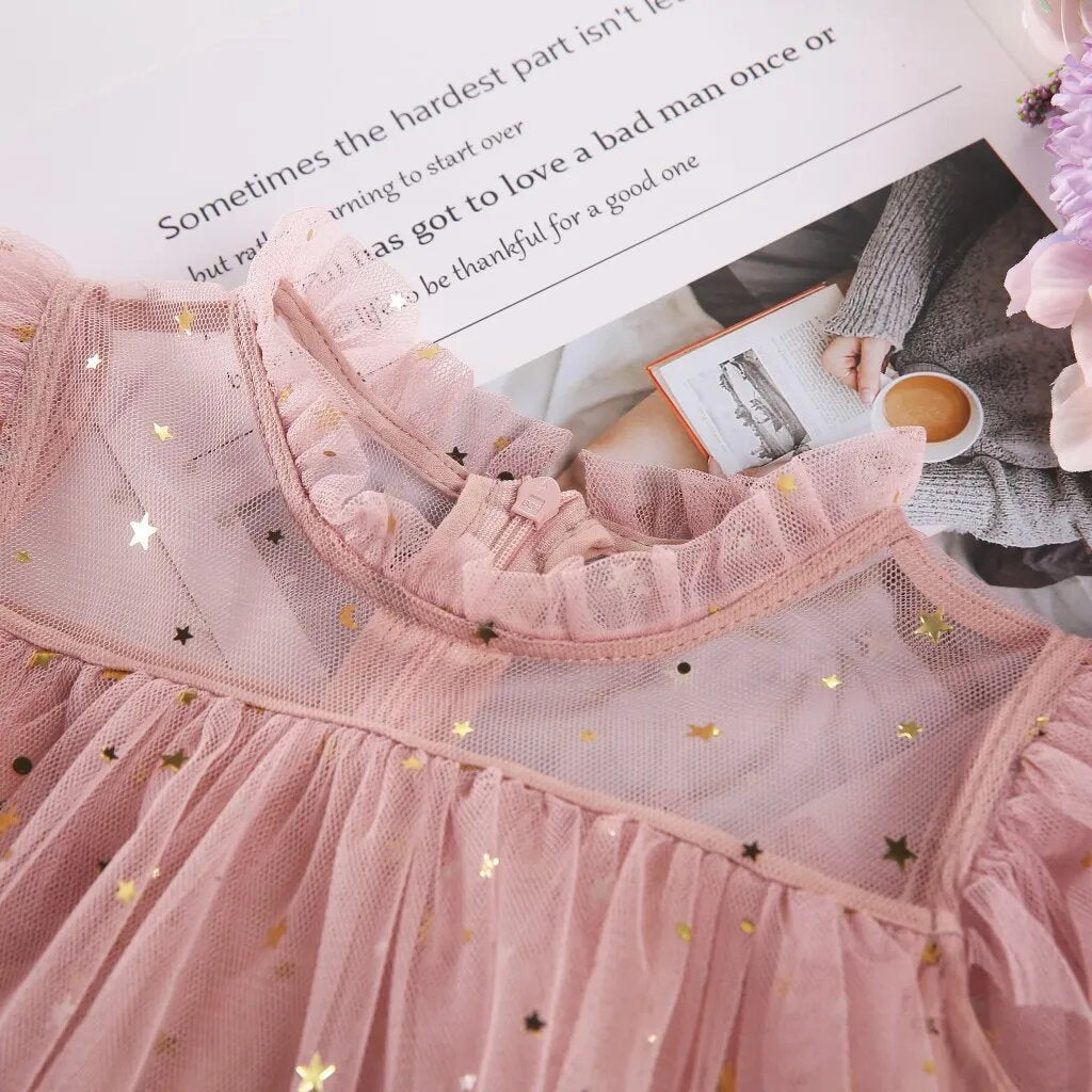 Baby Pink color Special Occasion Tulle Dress for toddler girls