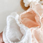 Summer baby girl two-piece suit, cotton sleeveless wooden ear top + lantern bread