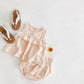 Summer baby girl two-piece suit, cotton sleeveless wooden ear top + lantern bread
